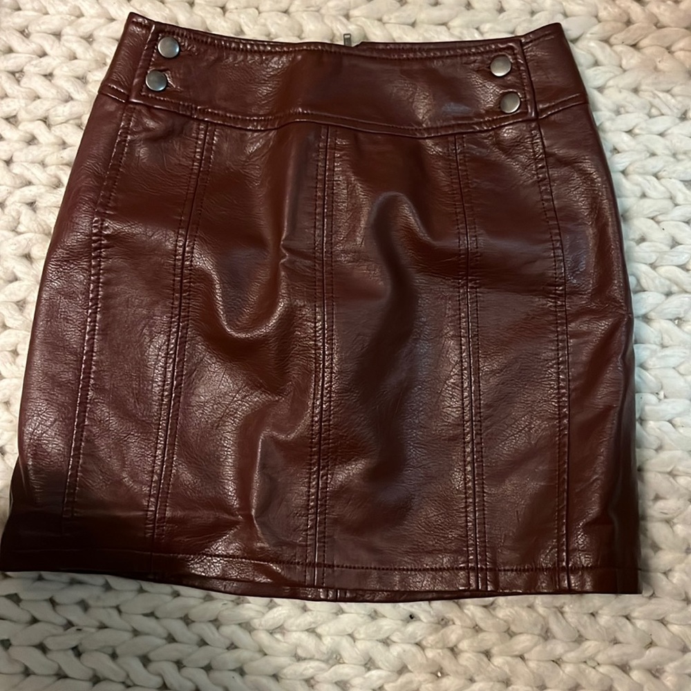 Brown leather free people skirt!